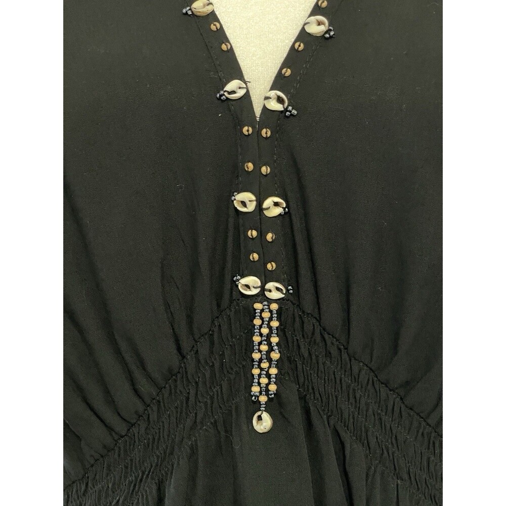 Soft Surroundings Kaftan Dress Womens Large Sea Shell Accent Resort Cruise Black - Picture 3 of 14